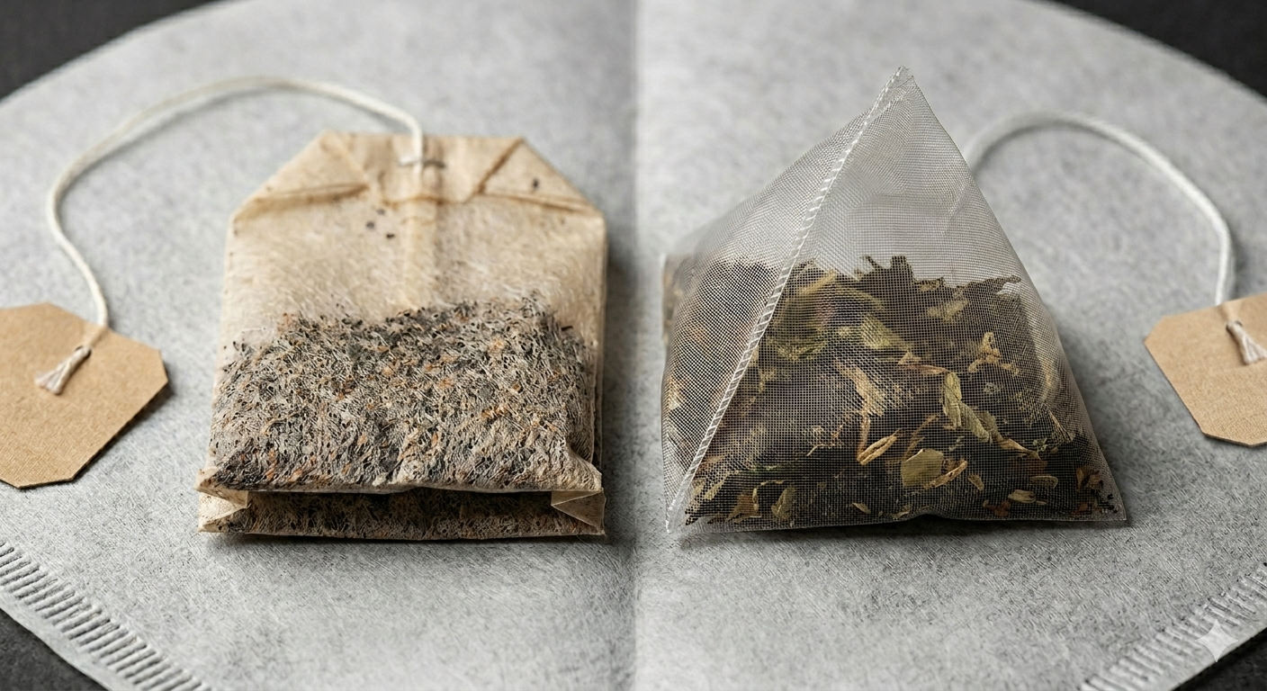 Porovnání čajových sáčků – papírový sáček a plastový pyramidový sáček