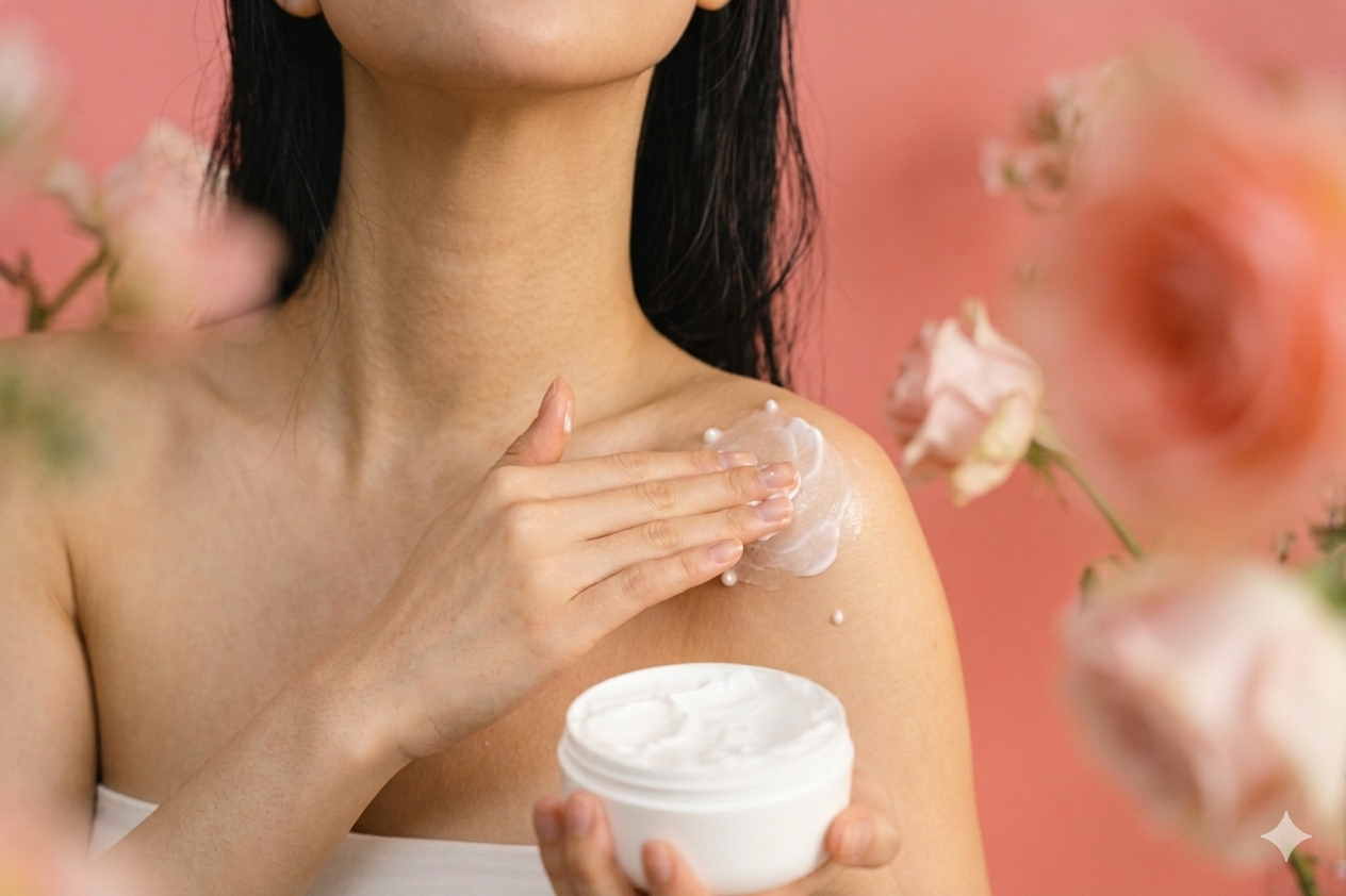 Nanášení krému na pokožku jako vědomý rituál péče o tělo