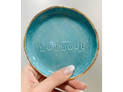 LVICE V PORCELÁNU zelenomodrý porcelánový mini talířek Hojnost