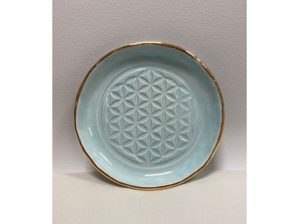 LVICE V PORCELÁNU blankytný porcelánový mini talířek se vzorem Květ Života
