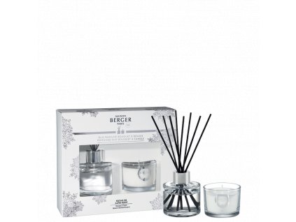 Maison Berger – Dárková sada DUO vonný difuzér a svíčka Winter s vůní Festive Fir, Bílá Čirá