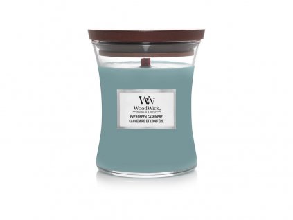 WOODWICK vonná svíčka ve skle Evergreen Cashmere, střední