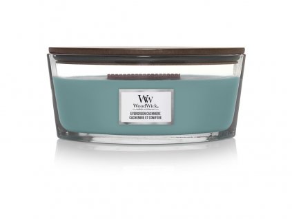 WOODWICK vonná svíčka ve skle Evergreen Cashmere, loď