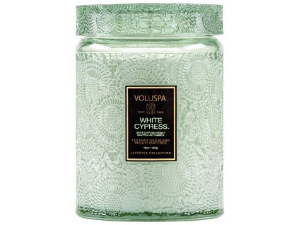 Voluspa – Vonná svíčka ve skle White Cypress, Velká