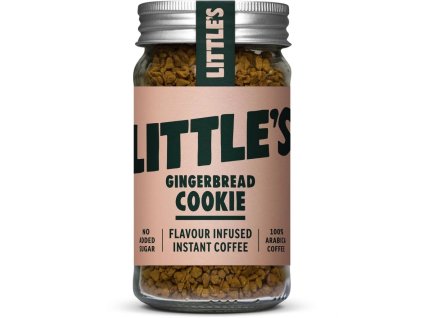 Little’s instantní káva Perníček ve skle na bílém pozadí