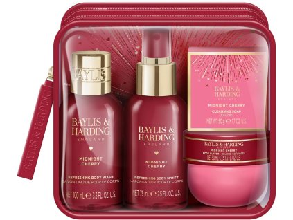 Baylis & Harding Midnight Cherry dárková sada 4 ks v červené taštičce