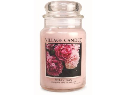 Vonná svíčka Village Candle Fresh Cut Peony ve skleněné dóze
