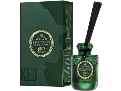 Voluspa difuzér Bewitching Banyan Forest s krabičkou v zeleném designu Wicked
