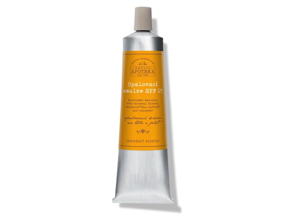Havlíkova Apotéka – Opaľovacia emulzia SPF 15, detail produktu