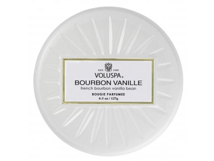 Víčko plechové dózy Voluspa Bourbon Vanille, perleťovo biele