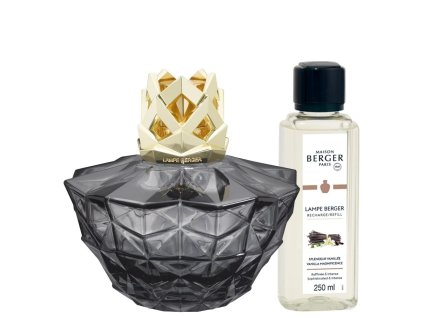 Maison Berger – Darčeková sada katalytická lampa Kali s vôňou Vanilla Magnificence Čierna, 250ml