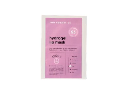 Hydrogélová maska na pery TWO Cosmetics – balenie s informáciami o zložení a účinkoch
