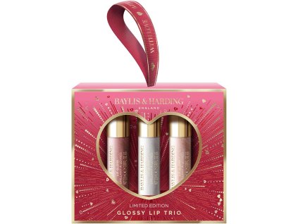 Darčeková sada Baylis & Harding Midnight Cherry Glossy Lip Trio v červenom balení