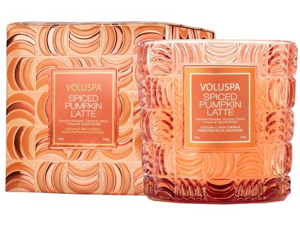 Luxusná sviečka Voluspa Spiced Pumpkin Latte so škatuľkou – darčekové balenie