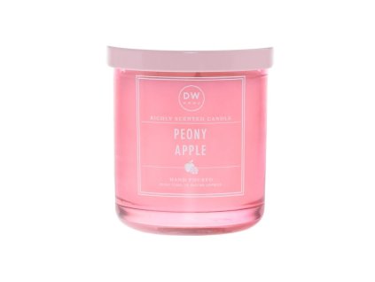 Vonná sviečka DW Home Peony Apple v skle, stredná – sladká ovocno-kvetinová vôňa s ružou a jablkom