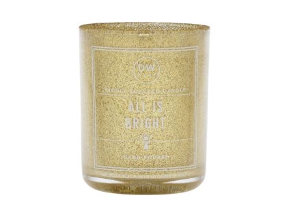 Zlatá trblietavá vonná sviečka DW Home All Is Bright, mini - vianočná vôňa pomaranča, škorice a vanilky