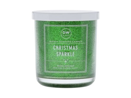 Zelená trblietavá vonná sviečka DW Home Christmas Sparkle, stredná – vianočná vôňa jedle, borovice a škorice