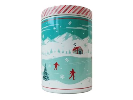 DW Home sviečka Cinnamon Gum Drops s motívom zimnej krajiny a korčuliari