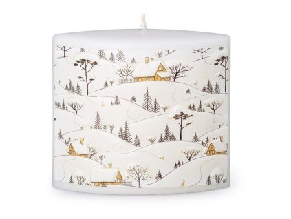 Vianočná sviečka Zasnežená poézia s motívom zimnej krajiny