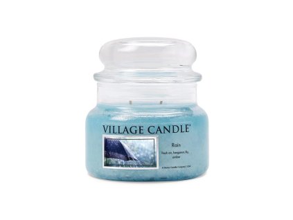 Vonná sviečka Village Candle Rain malá veľkosť v modrej sklenenej dóze