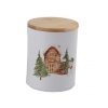 Malá vianočná plechová dóza s dreveným viečkom a zimným motívom