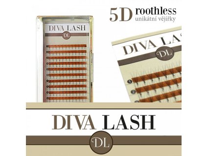 DIVA 5D objemové vějířky ROOTHLESS - zakřivení C 0,05 - balení 12 řad (Délka 8 mm)