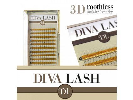 DIVA 3D objemové vějířky ROOTHLESS - zakřivení C 0,07 - balení 12 řad (Délka 13 mm)