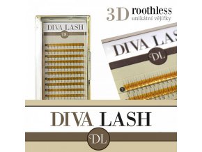 DIVA 3D objemové vějířky ROOTHLESS - zakřivení D 0,07 - balení 12 řad (Délka 12 mm)