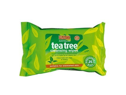 Beauty Formulas Biologicky rozložitelné Čistící ubrousky na obličej s Tea Tree 25 ks