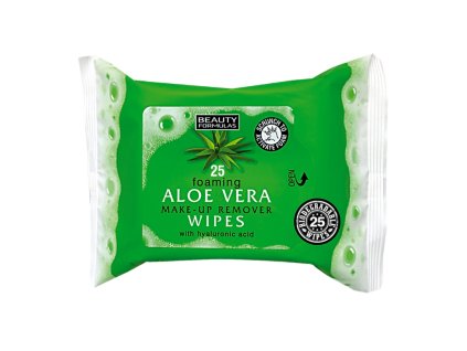 Beauty Formulas Biologicky rozložitelné Čistící ubrousky na obličej s Aloe vera a kyselinou hyaluronovou 25 ks