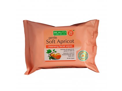 Beauty Formulas Biologicky rozložitelné Čistící ubrousky na obličej s extraktem z meruňky 25 ks