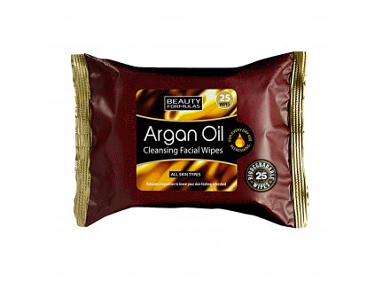 Beauty Formulas Biologicky rozložitelné Čistící ubrousky na obličej s Arganem 25 ks