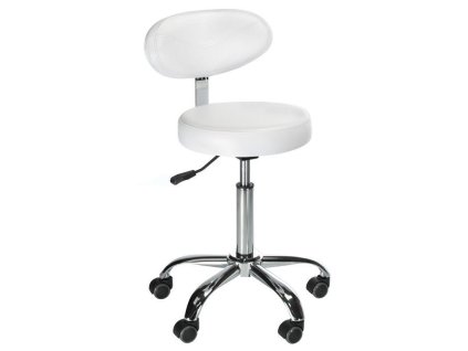 Židle BERN na stříbrné podstavě s kolečky - bílá