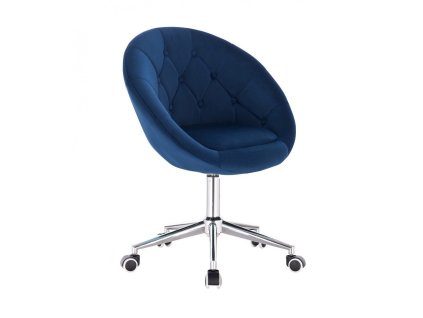 Křeslo VERA VELUR na stříbrné podstavě s kolečky - modréKřeslo VERA VELUR na stříbrné podstavě s kolečky - modré
