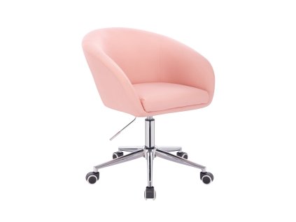 Židle VENICE na stříbrné podstavě s kolečky - světle růžová