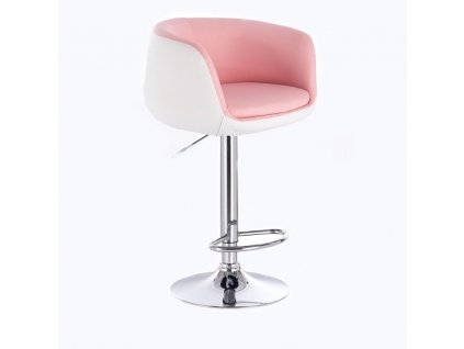 Barová židle MONTANA na stříbrném talíři - bílo-růžová