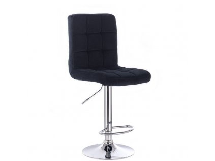 Barová židle TOLEDO VELUR na stříbrném talíři - černá