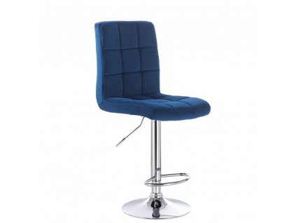 Barová židle TOLEDO VELUR na stříbrném talíři - modrá