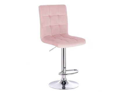Barová židle TOLEDO VELUR na stříbrném talíři - světle růžová