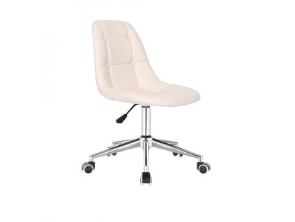Židle SAMSON na stříbrné podstavě s kolečky - krémová