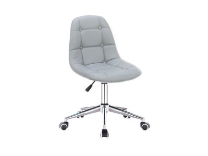 Kosmetická židle SAMSON na stříbrné podstavě s kolečky - šedá