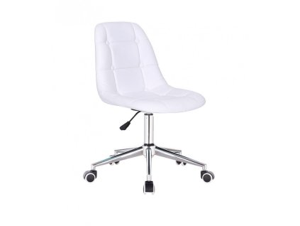 Židle SAMSON na stříbrné podstavě s kolečky - bílá