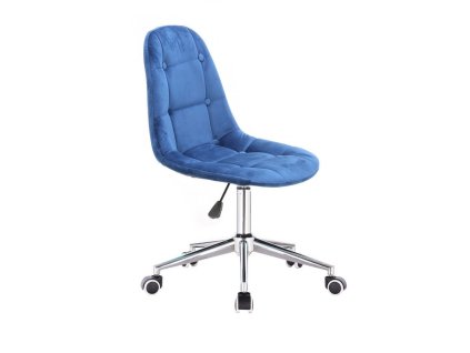 Židle SAMSON VELUR na stříbrné podstavě s kolečky - modrá