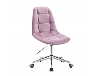 Kosmetická židle SAMSON VELUR na stříbrné podstavě s kolečky - fialový vřes