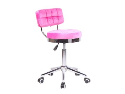 Židle VIGO VELUR na stříbrné základně s kolečky - světle růžová