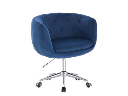 Židle MONTANA VELUR na stříbrné podstavě s kolečky - modrá