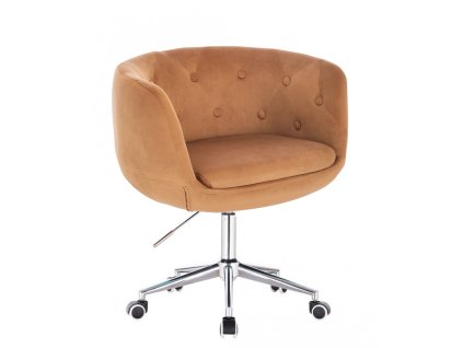 Židle MONTANA VELUR na stříbrné podstavě s kolečky - medová