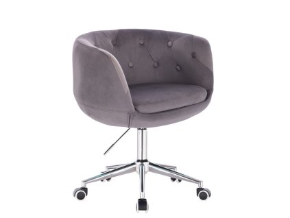 Židle MONTANA VELUR na stříbrné podstavě s kolečky - šedá