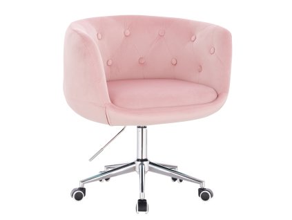 Židle MONTANA VELUR na stříbrné podstavě s kolečky - světle růžová