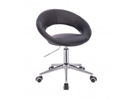 Kosmetická židle NAPOLI na stříbrné podstavě s kolečky - černá